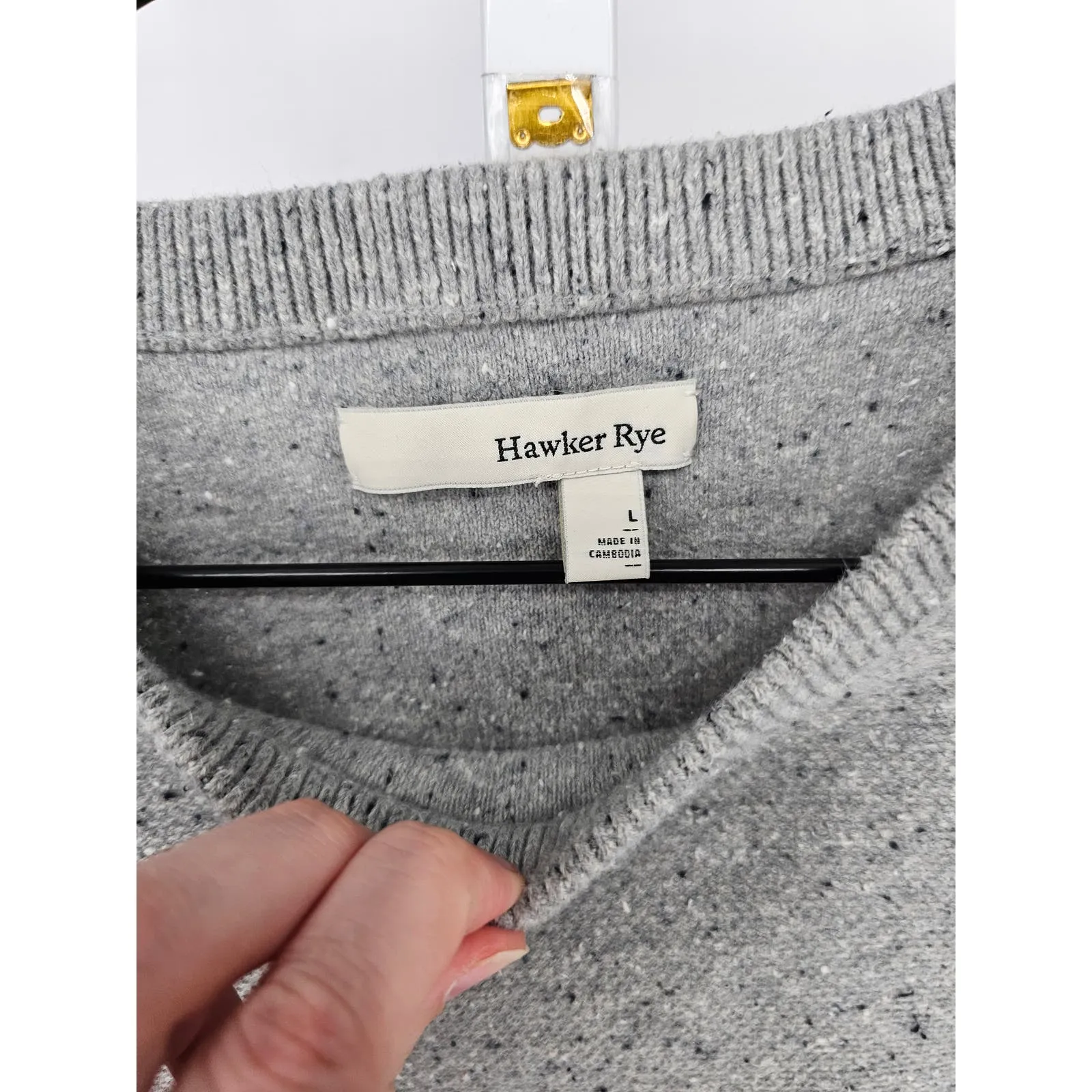 Hawker Rye Mens Sz L Crew Neck Sweater Light Gray Recycled Cotton