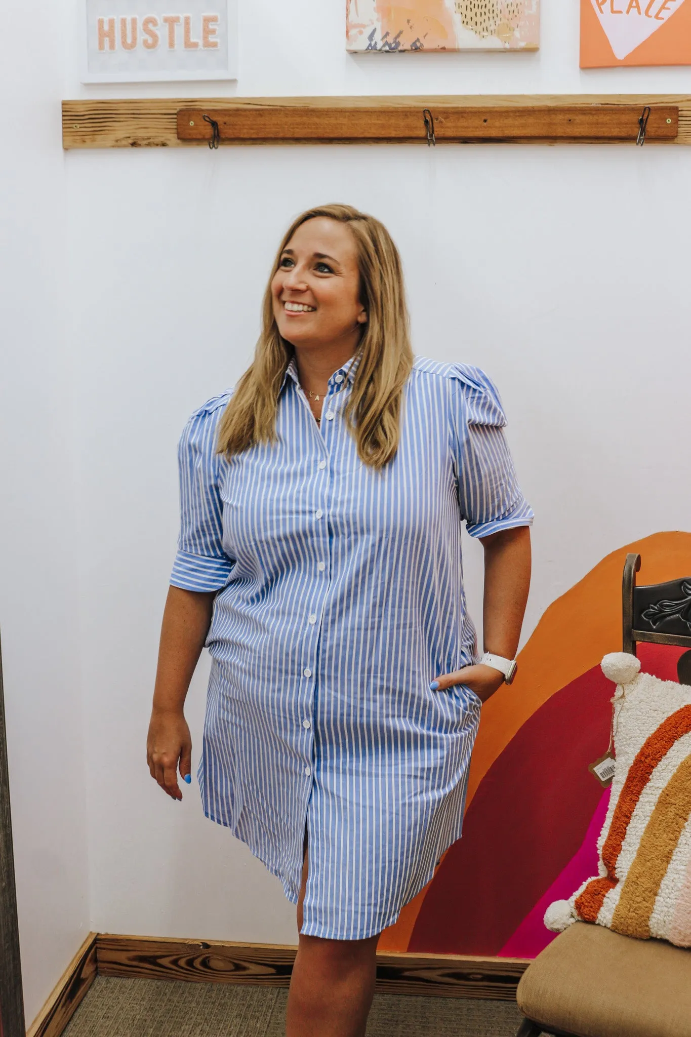 Hayden Striped Button Up Dress -2 Colors
