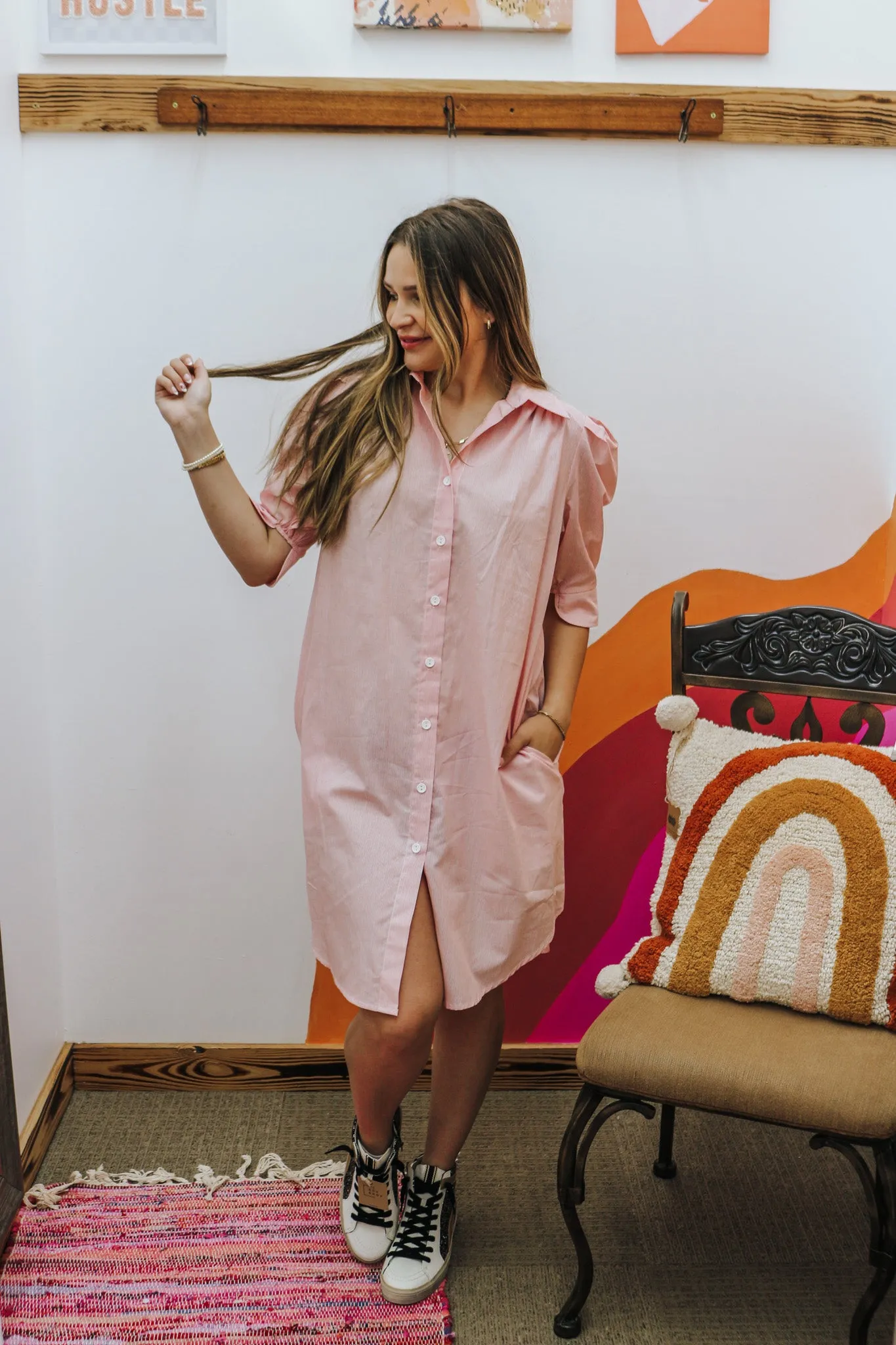 Hayden Striped Button Up Dress -2 Colors