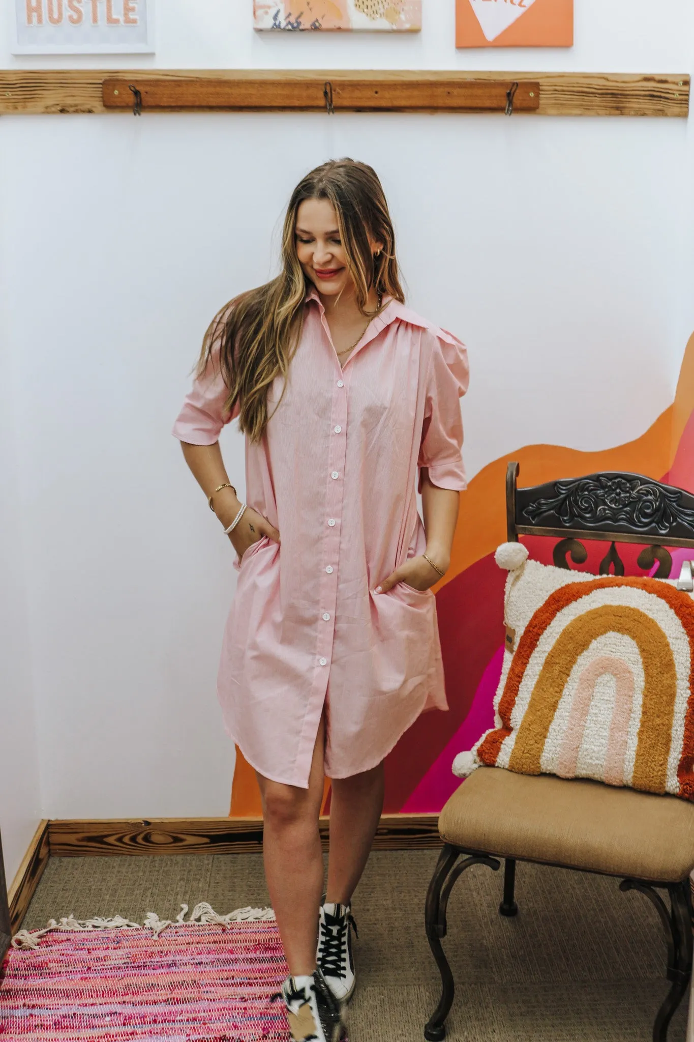Hayden Striped Button Up Dress -2 Colors