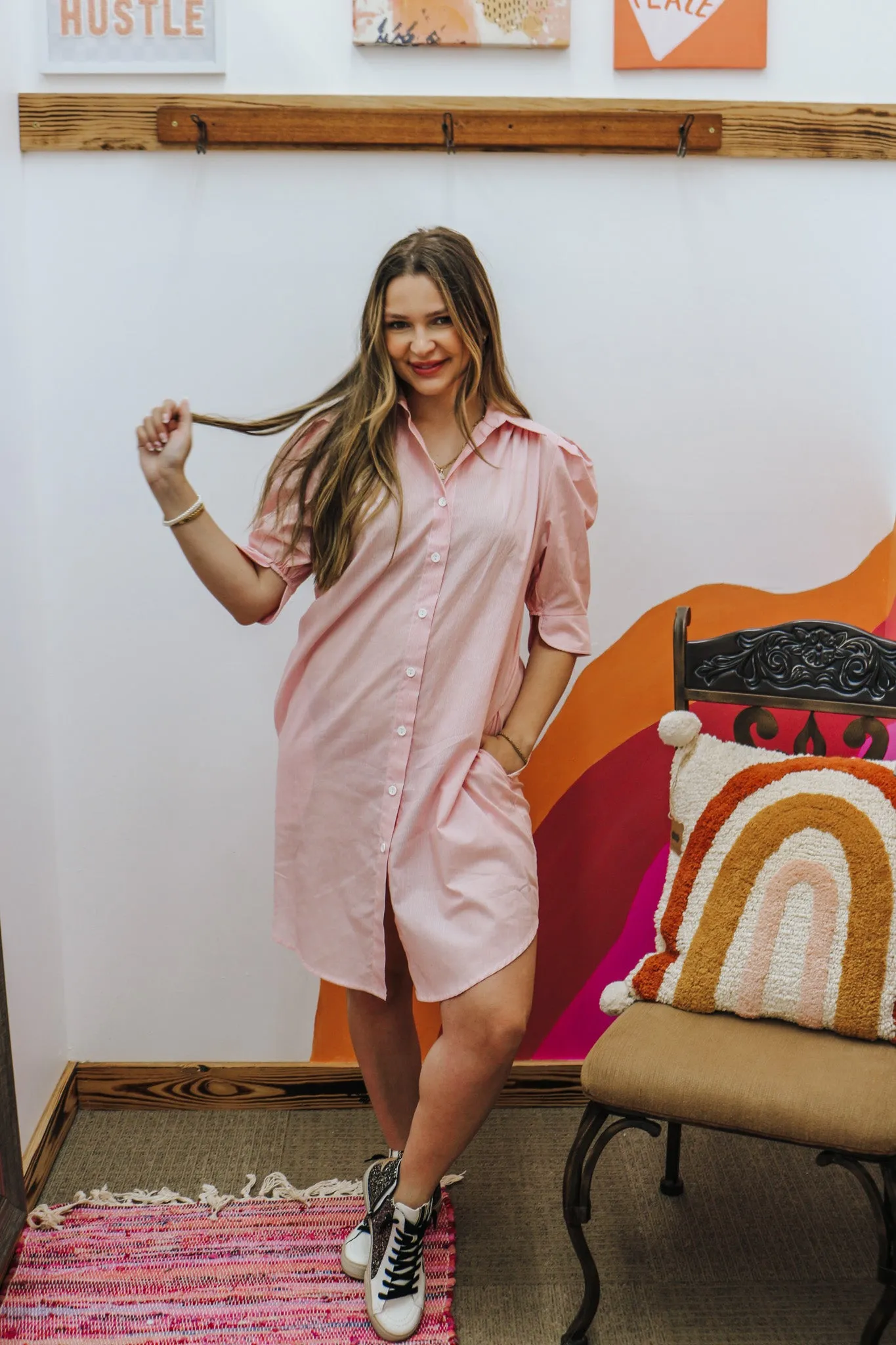 Hayden Striped Button Up Dress -2 Colors