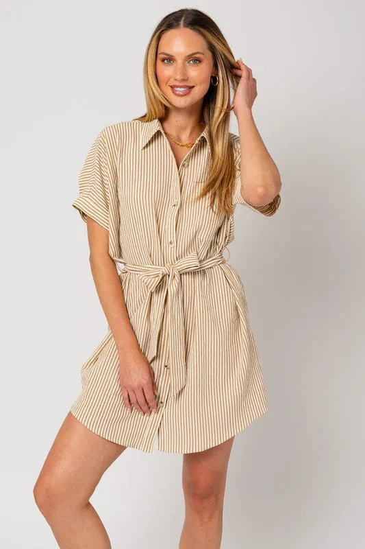 Heidi Half Sleeve Button Down Shirt Dress