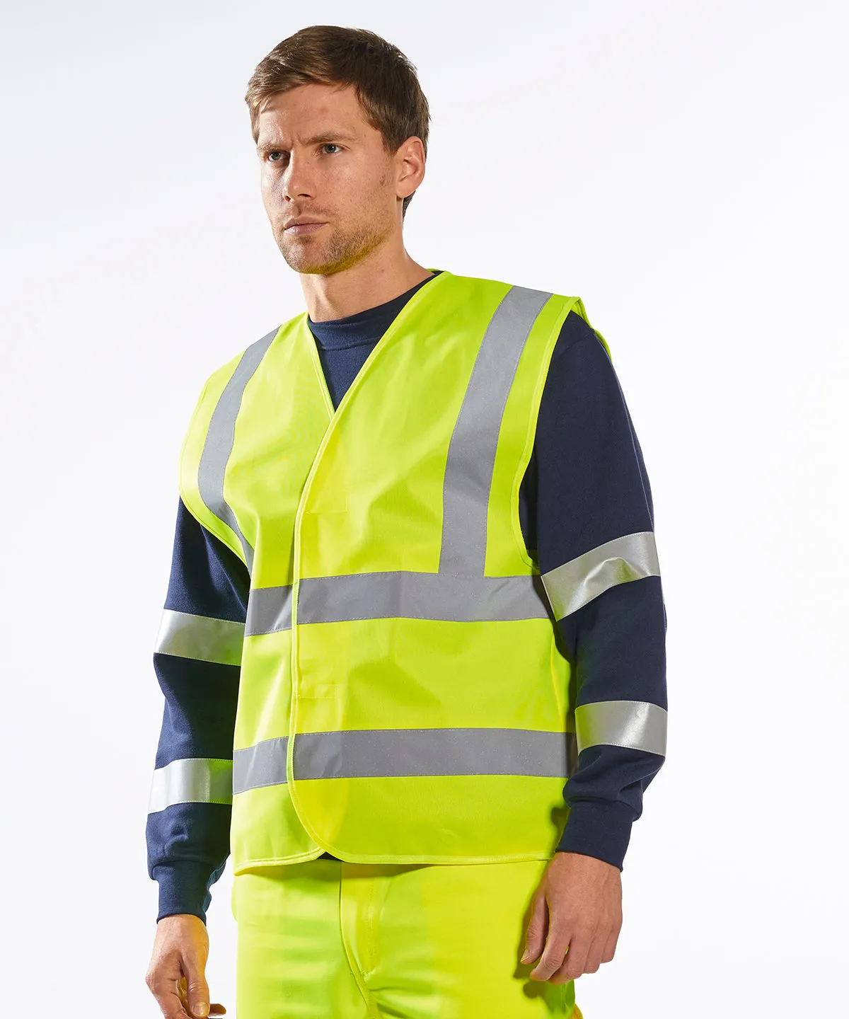 Hi-vis two-band-and-brace vest (C470) | Yellow
