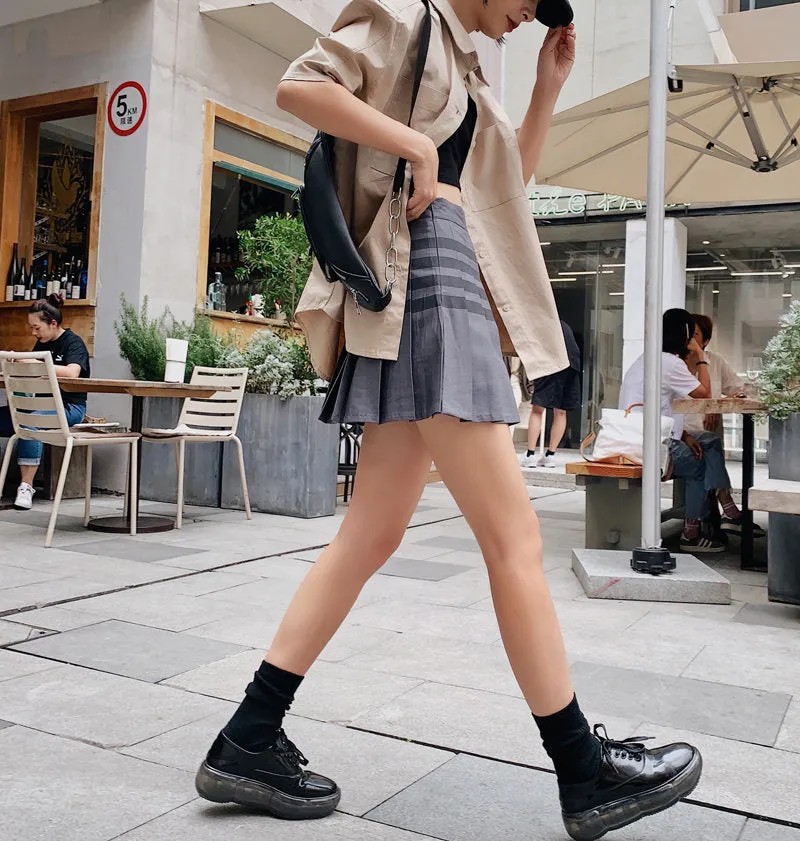 High Quality Autumn Spring Tb style Tennis Skirt A-line Pleated Skirt high waist Casual Smart