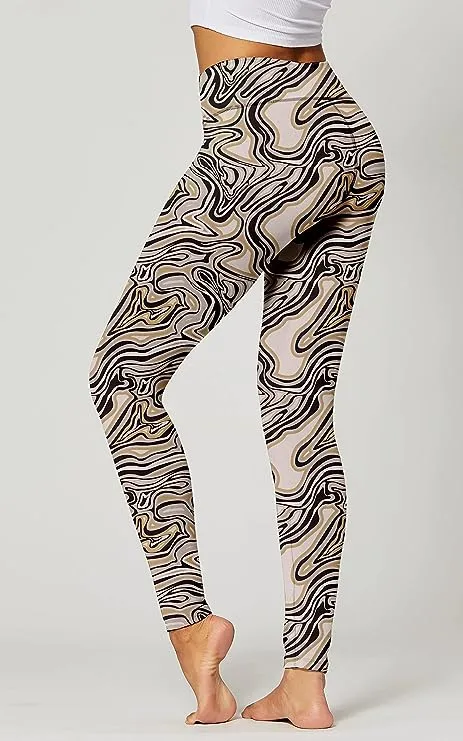 High Waist Mocha Fusion Printed Stretch Leggings