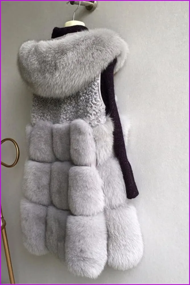 Hooded Fox Fur Gilet 70cm DO1595
