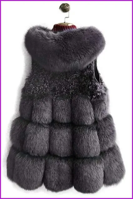 Hooded Fox Fur Gilet 70cm DO1595