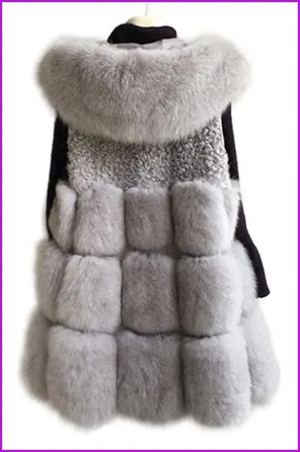 Hooded Fox Fur Gilet 70cm DO1595