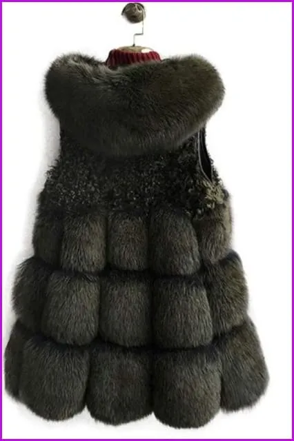Hooded Fox Fur Gilet 70cm DO1595