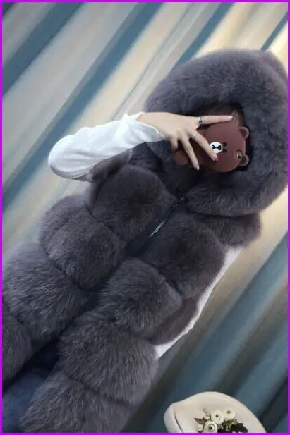Hooded Real Fox Fur Gilet DO1596