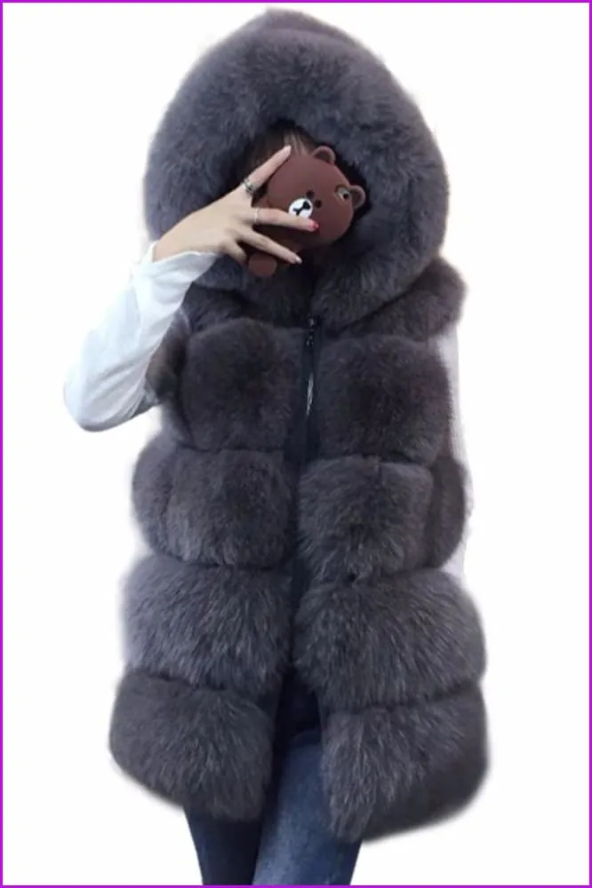Hooded Real Fox Fur Gilet DO1596