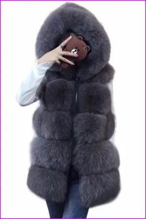 Hooded Real Fox Fur Gilet DO1596
