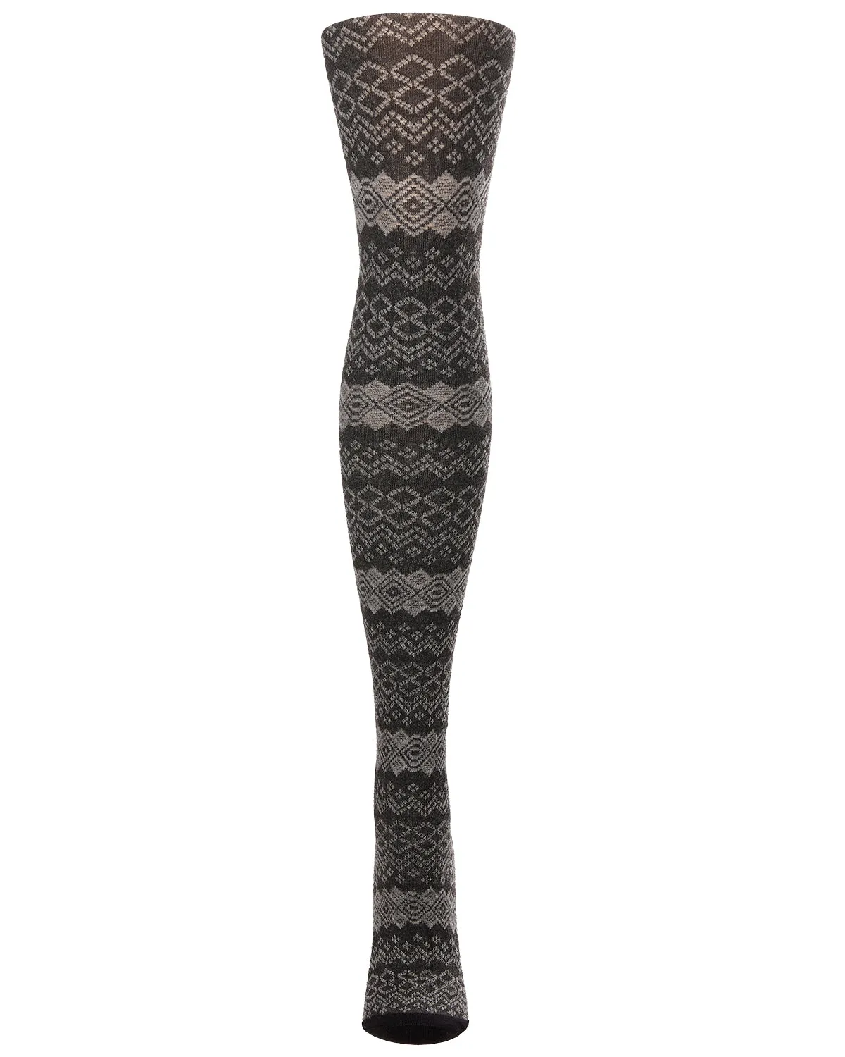 Horizontal Diamond Cotton Blend Sweater Tights