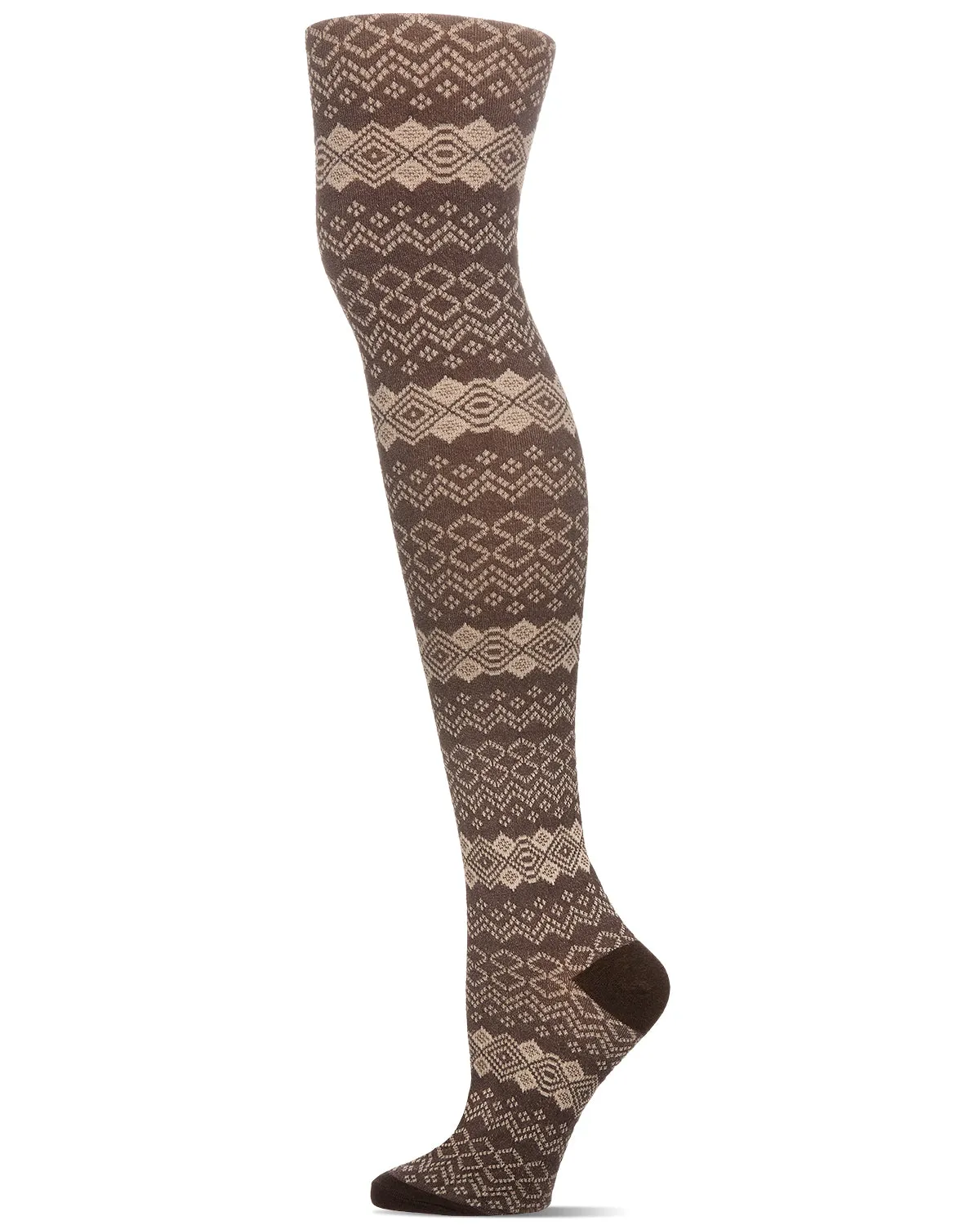 Horizontal Diamond Cotton Blend Sweater Tights