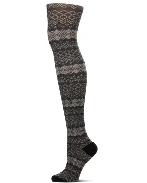 Horizontal Diamond Cotton Blend Sweater Tights