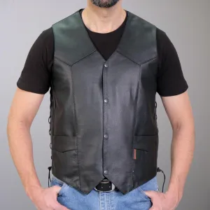 Hot Leathers Men's Cowhide Leather Vest W/ Side Lace