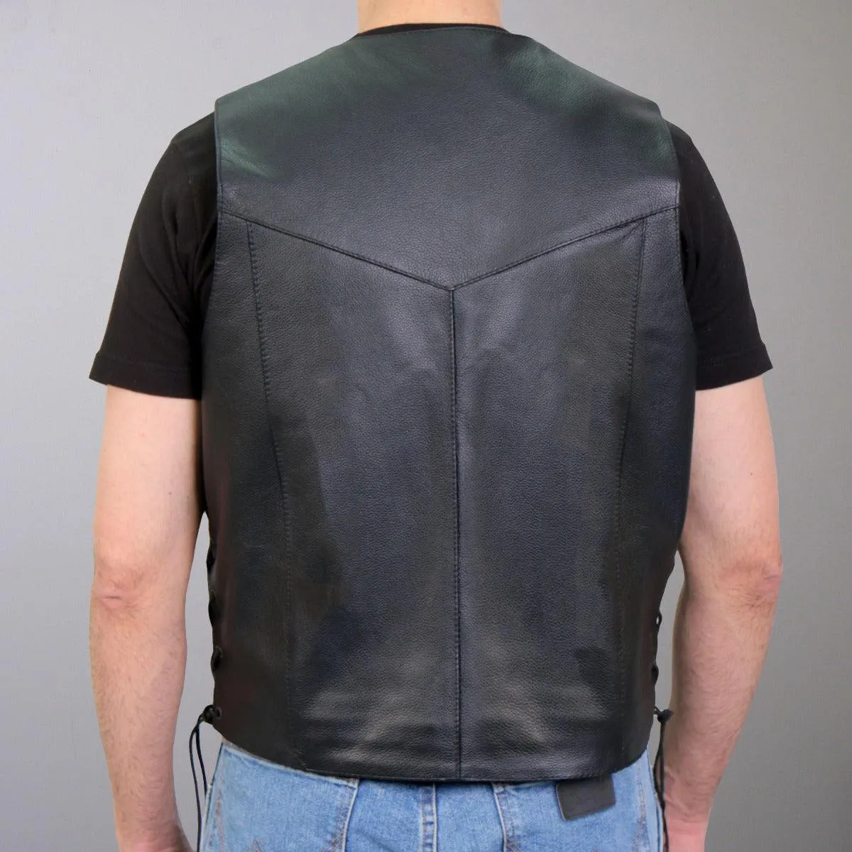 Hot Leathers Men's Cowhide Leather Vest W/ Side Lace