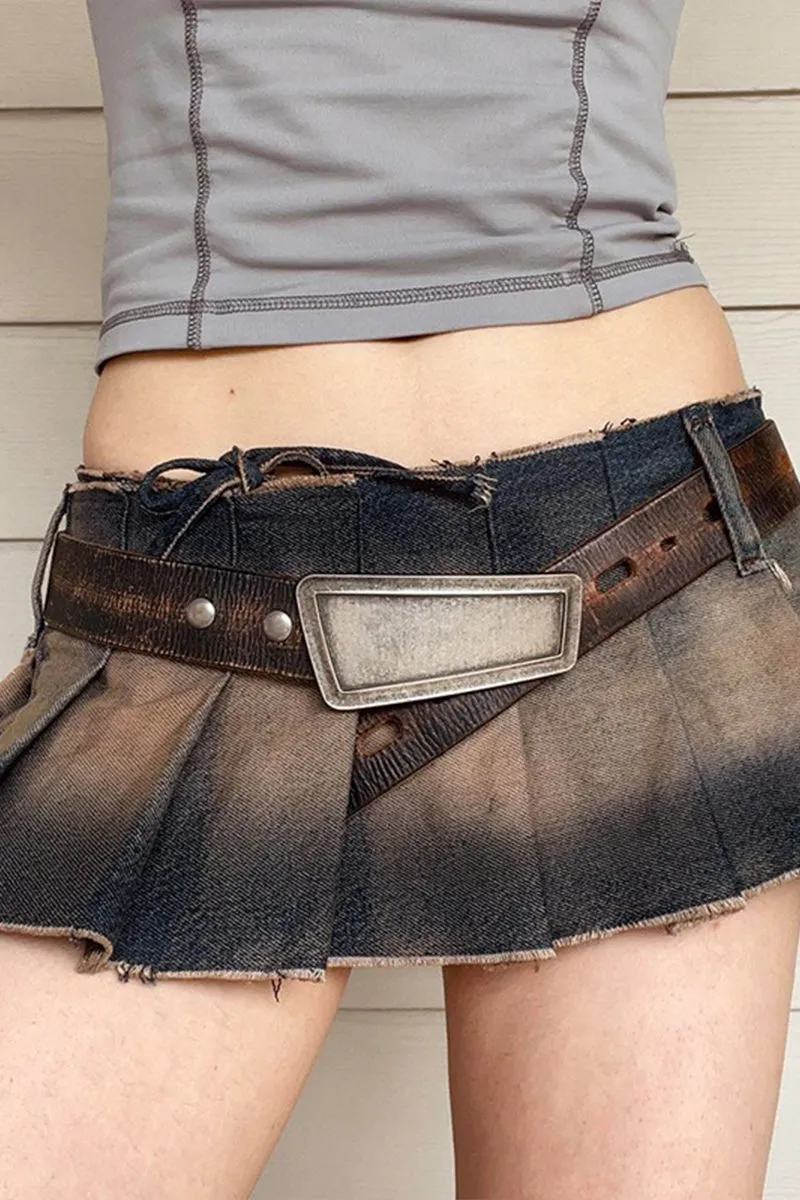 HQP3070 Fringe Pleated Mini Skirt
