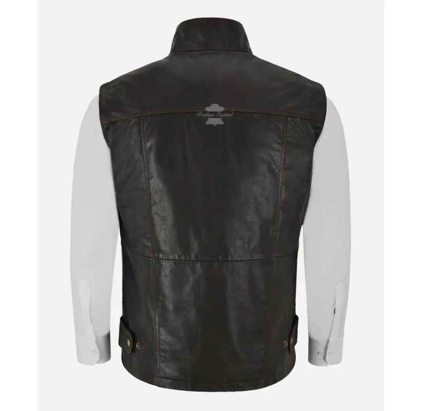 Hunters Leather VEST Men's Thick Cow Leather Multi Pocket Waistcoat