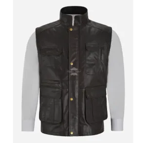Hunters Leather VEST Men's Thick Cow Leather Multi Pocket Waistcoat