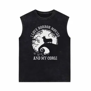 I Love Horror Movies And My Corgi Vest Top