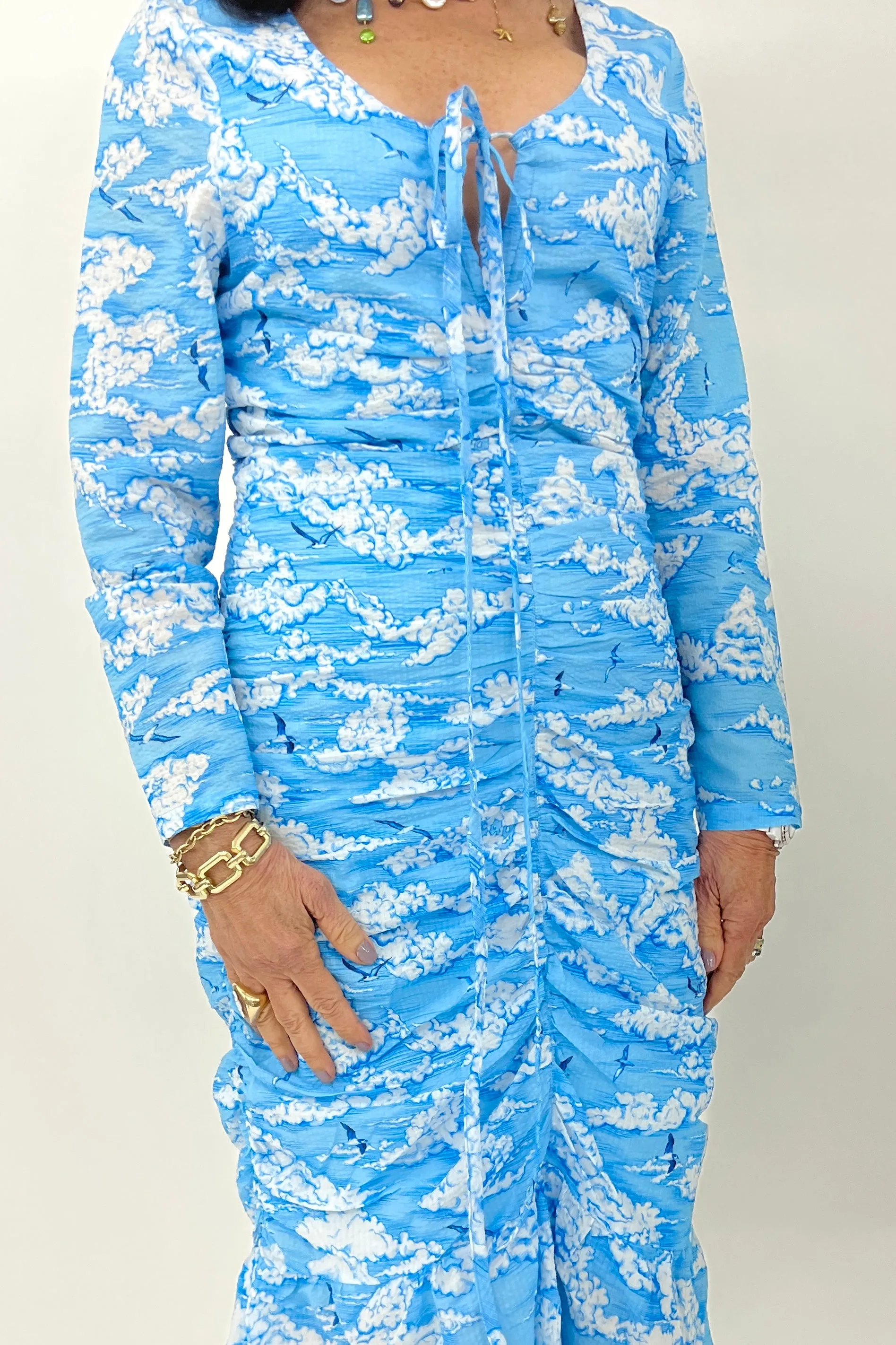 Ilag - Kvitveis Dress: Blue Cloud Print