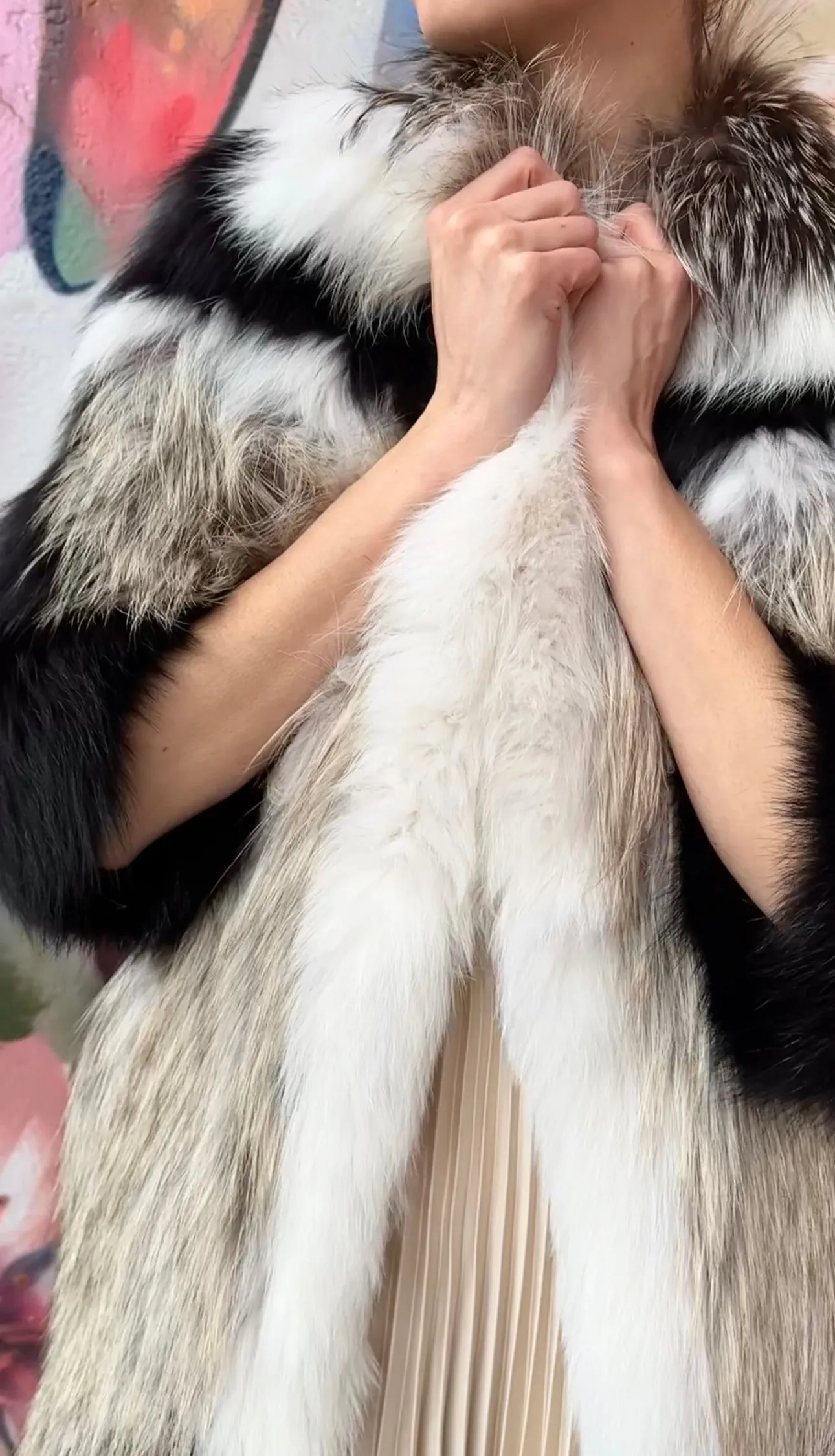 J Mendel Multi Knit Fox Fur Jacket - S