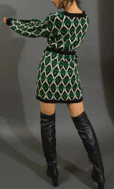 Jacquard Knit Mini Dress