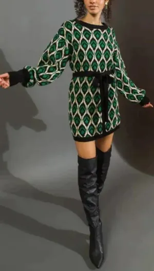 Jacquard Knit Mini Dress