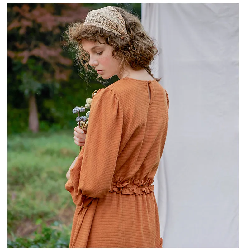 JAM PRINCESS LAYERED RUFFLE DRESS IN BROWN