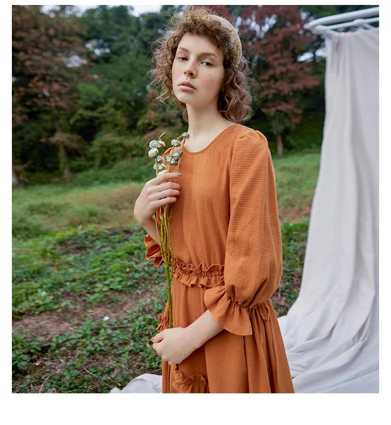 JAM PRINCESS LAYERED RUFFLE DRESS IN BROWN