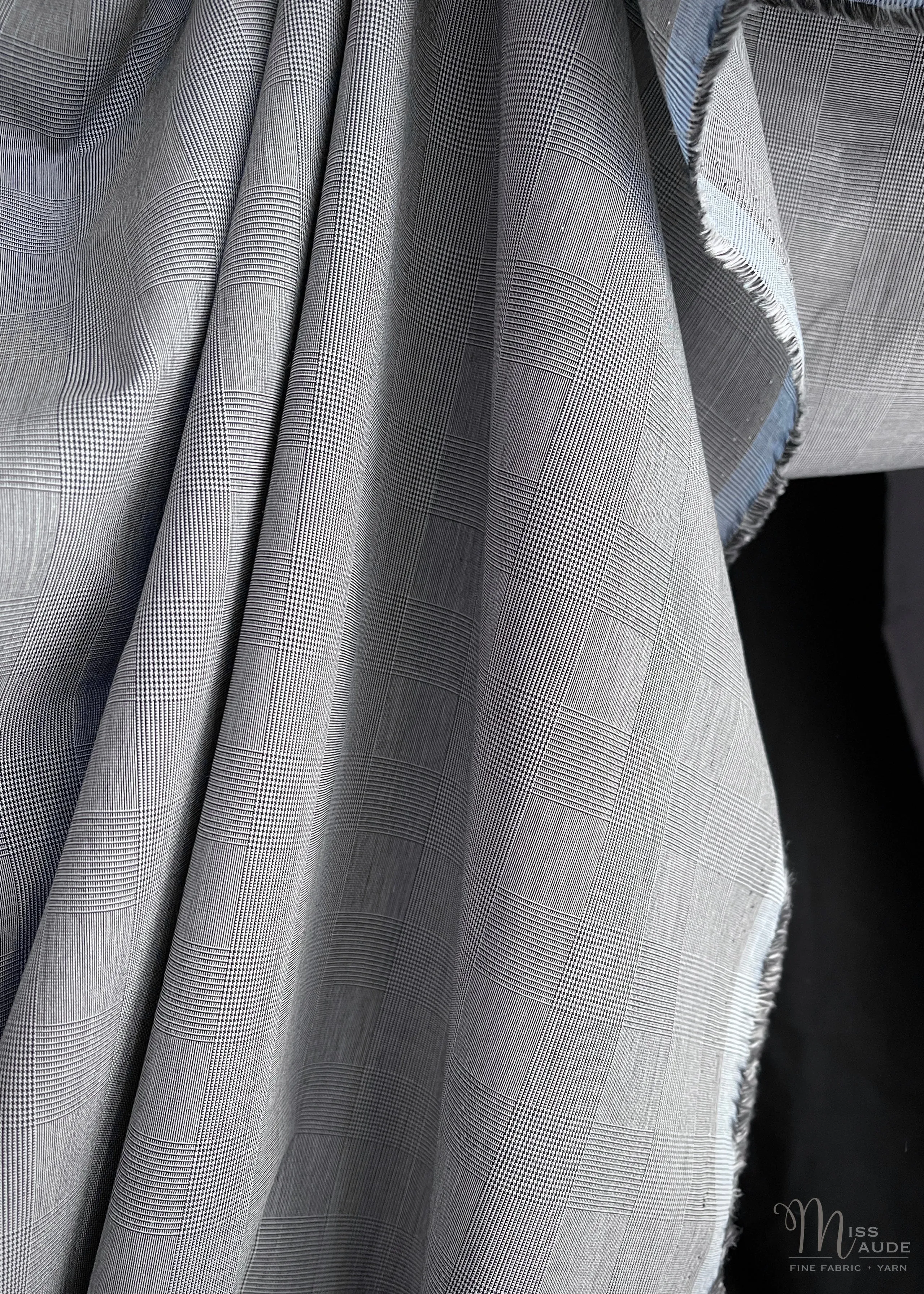 Japanese Cotton Poplin Typewriter Cloth. Fine Black Check