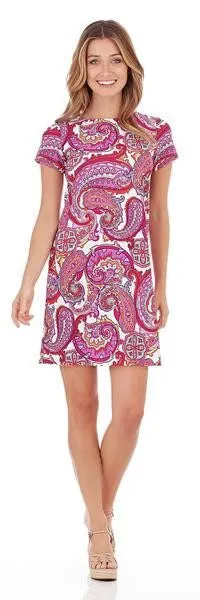 Jude Connally Ella T-Shirt Dress in Paradise Paisley Fuchsia - FINAL SALE