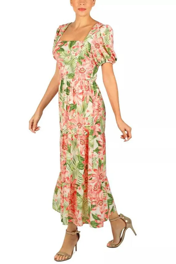 Julia Jordan Printed Short-Sleeve Midi Dress