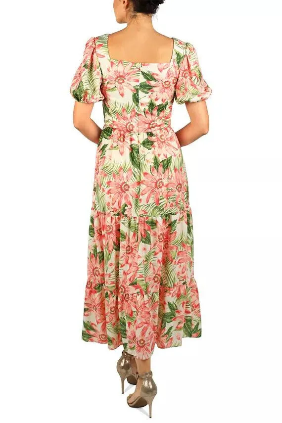 Julia Jordan Printed Short-Sleeve Midi Dress
