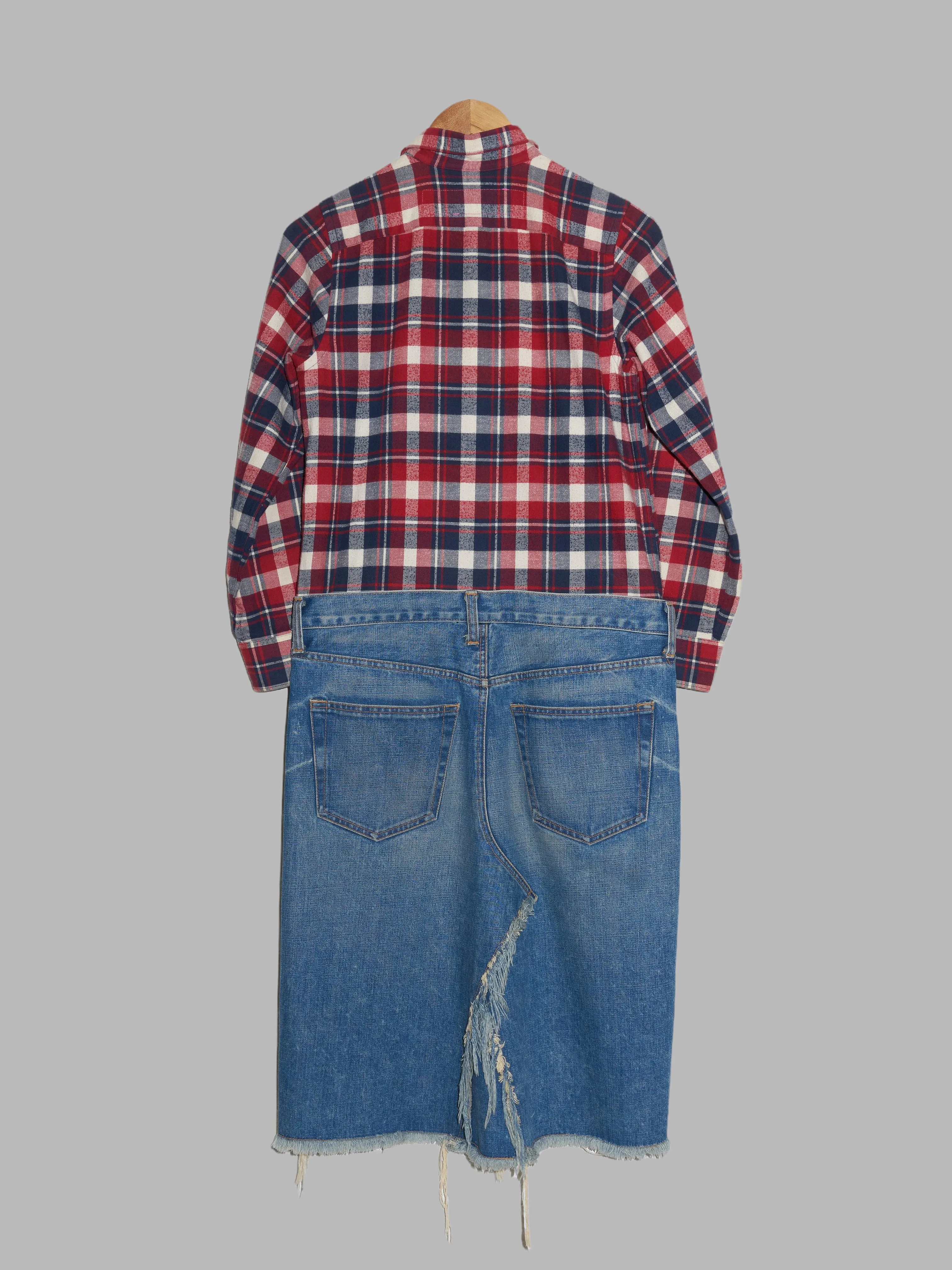 Junya Watanabe Man Pink 2003 red shirt and denim skirt dress - S
