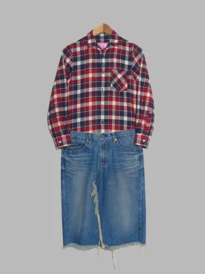 Junya Watanabe Man Pink 2003 red shirt and denim skirt dress - S