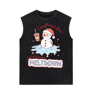 Just Having A Meltdown Snowman Vintage Washed Vest Top