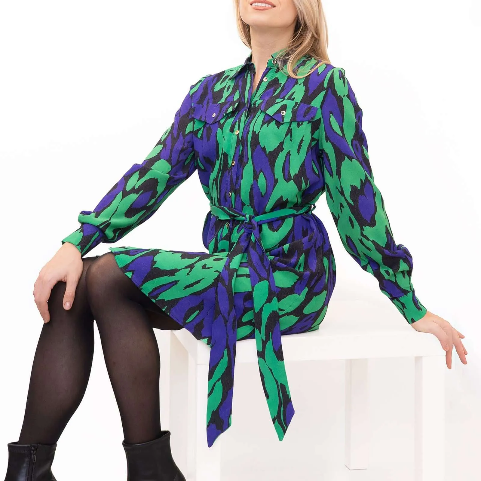 Karen Millen Bold Leopard Print Mini Shirt Dress