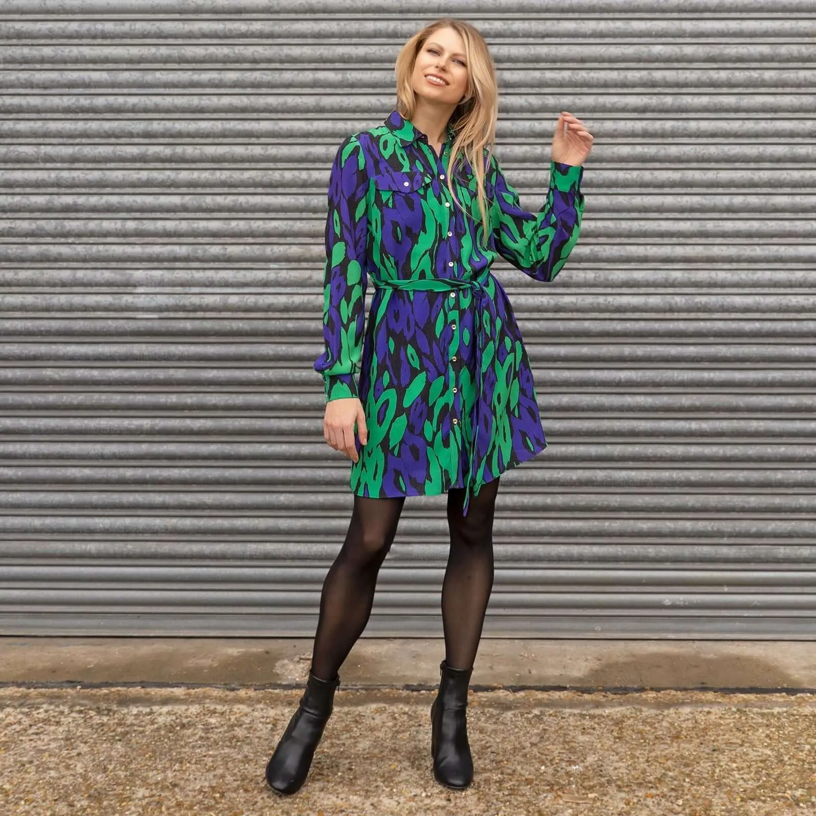 Karen Millen Bold Leopard Print Mini Shirt Dress