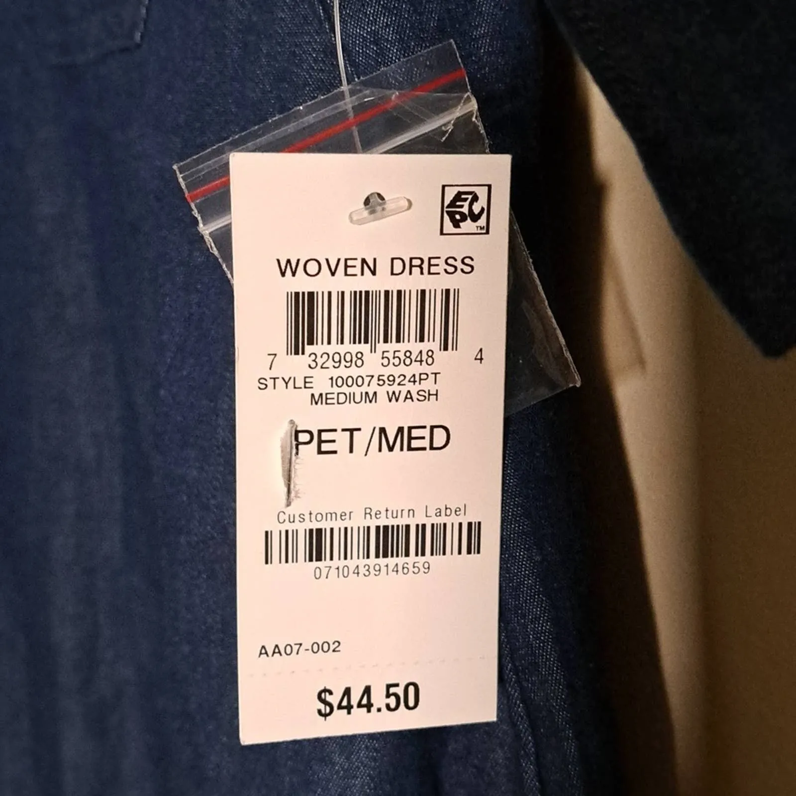 Karen Scott Chambray Shirt dress Medium Wash Petite