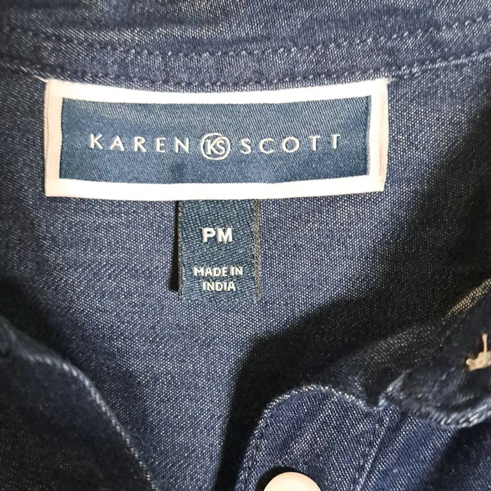 Karen Scott Chambray Shirt dress Medium Wash Petite