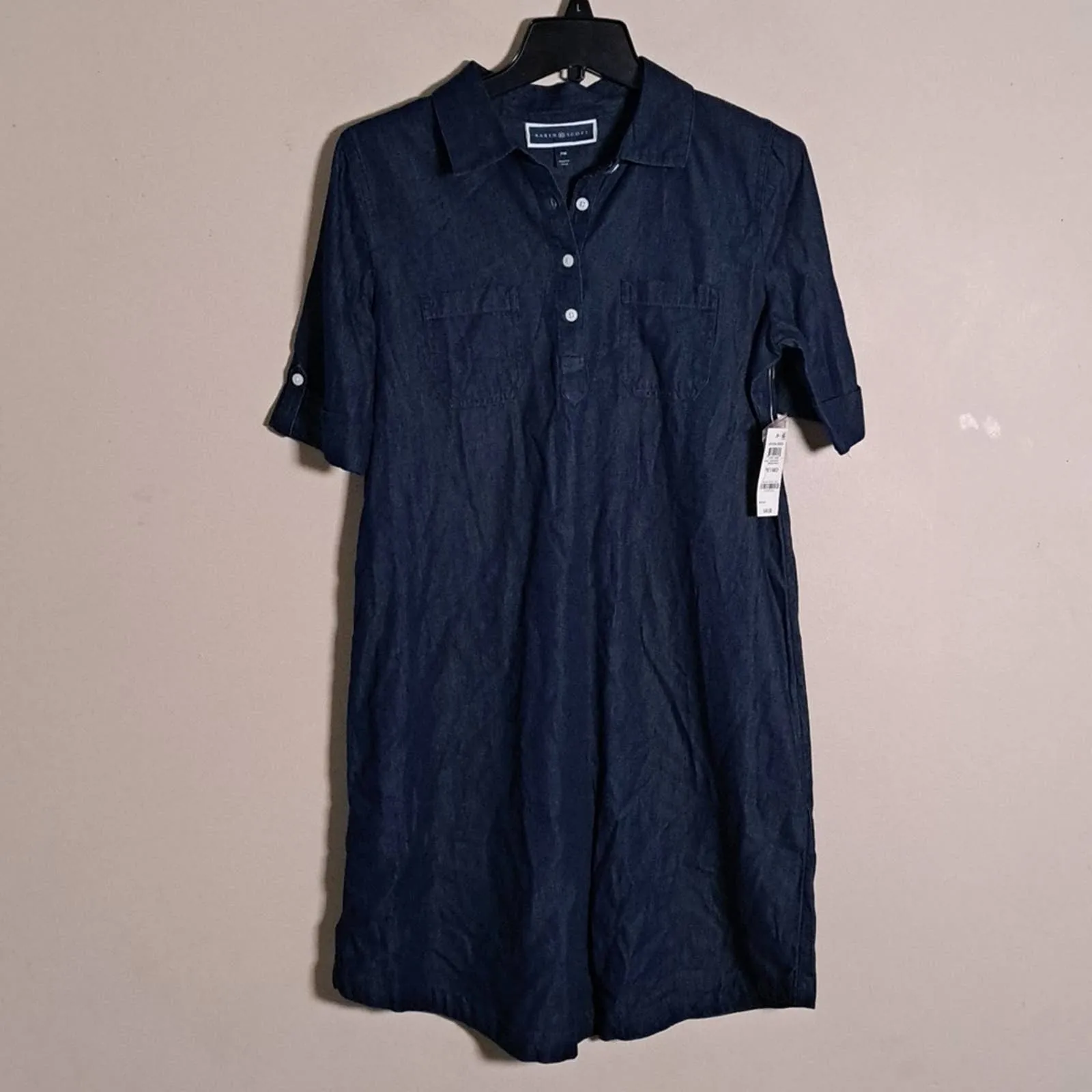 Karen Scott Chambray Shirt dress Medium Wash Petite