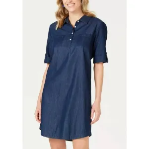 Karen Scott Chambray Shirt dress Medium Wash Petite