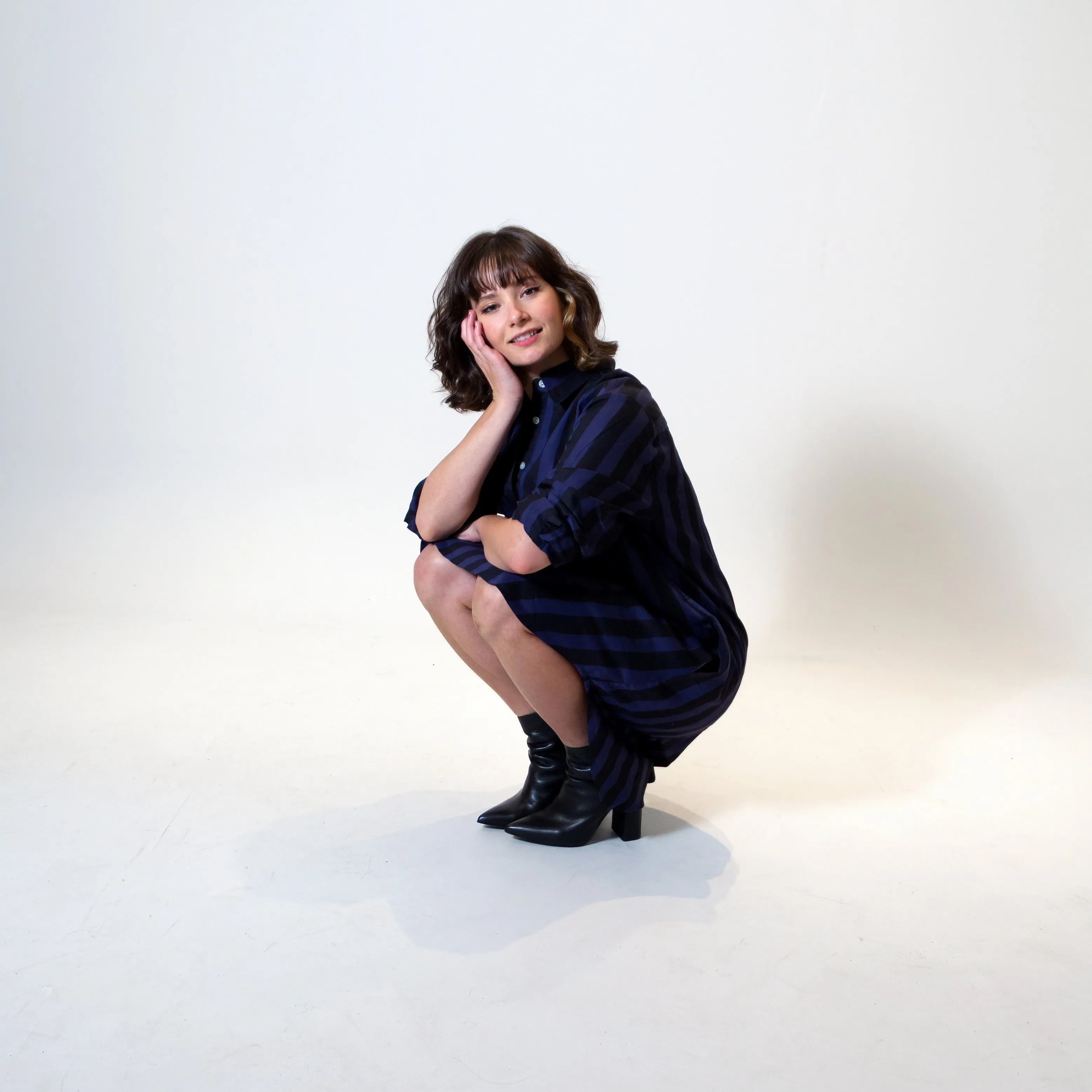 Katherine Shirt Dress in Midnight Stripe