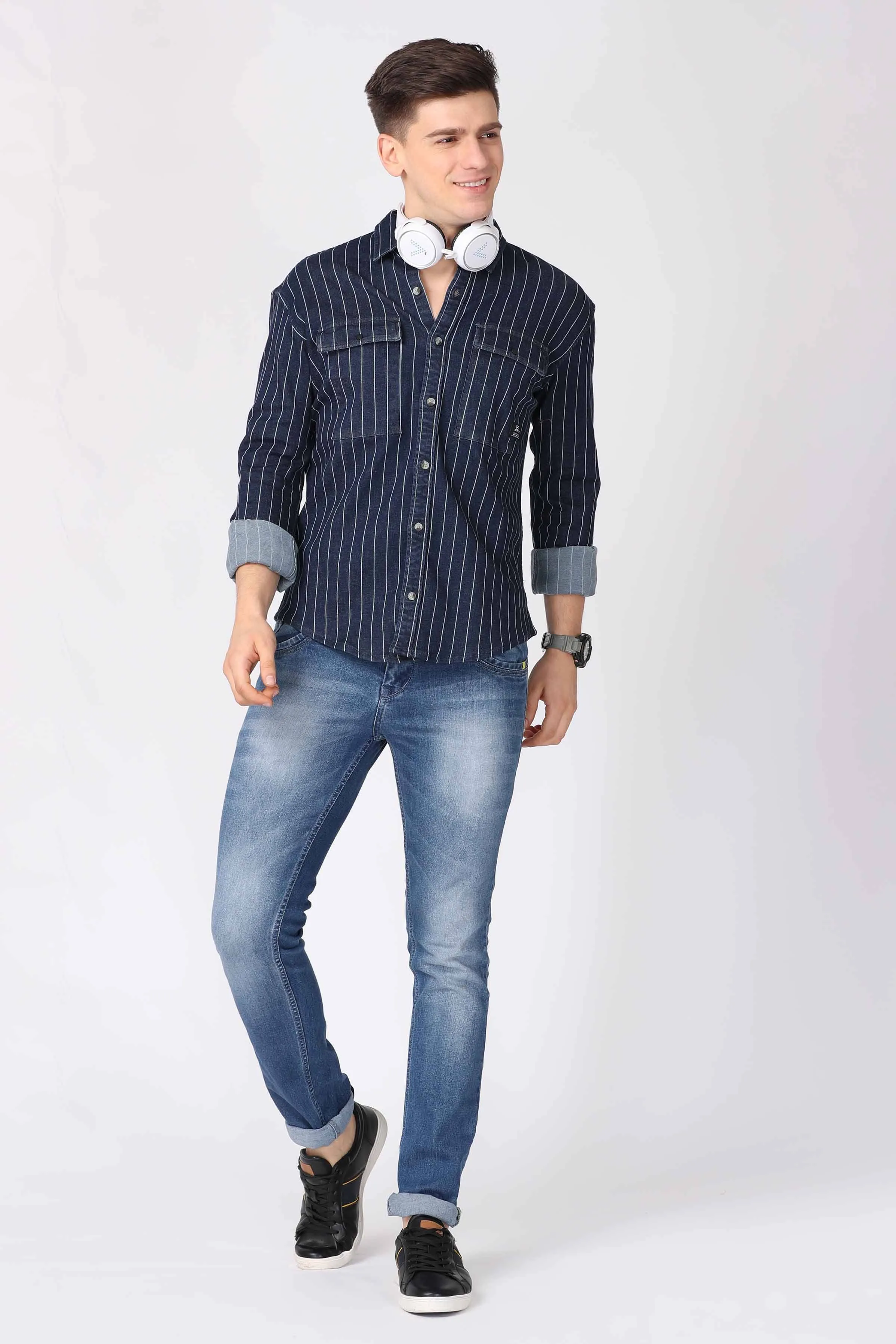 KEF Striped Denim Shirt