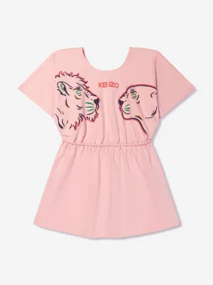 KENZO Girls Organic Cotton T-Shirt Dress in Pink