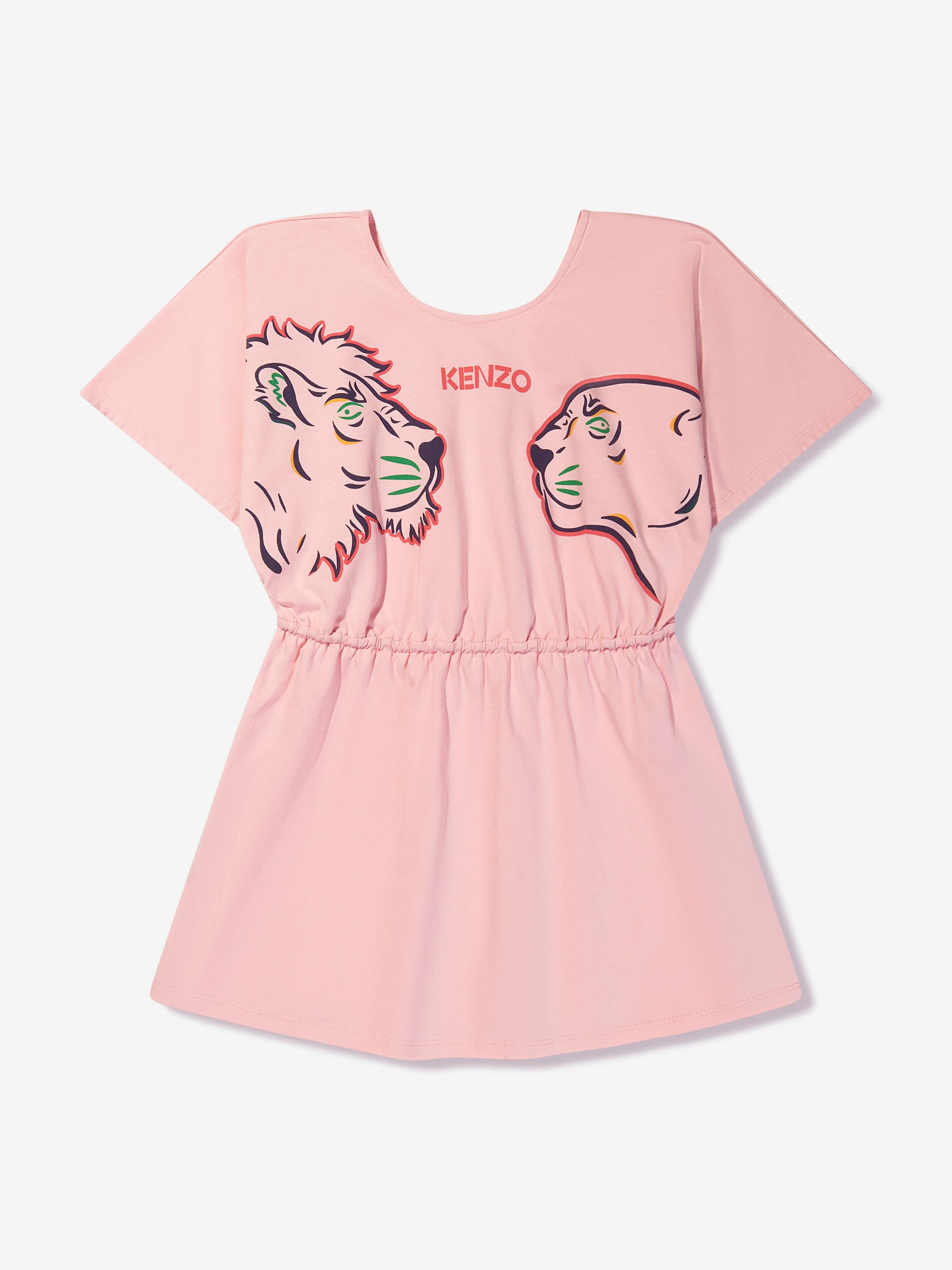 KENZO Girls Organic Cotton T-Shirt Dress in Pink