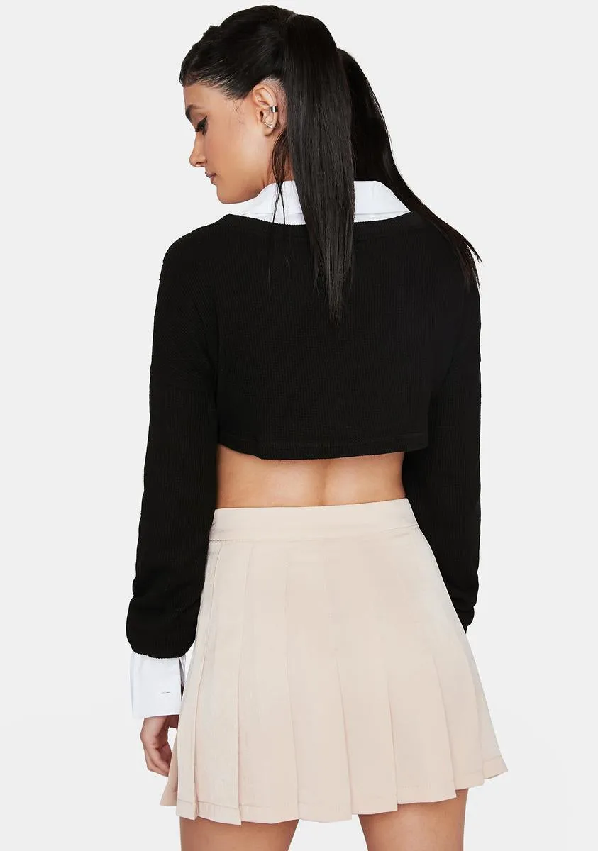 Khaki You'd Be Surprised Pleated Skirt