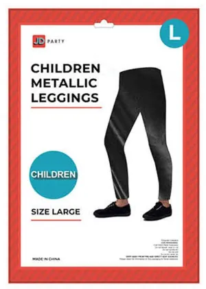 Kids Black Metallic Leggings - Large